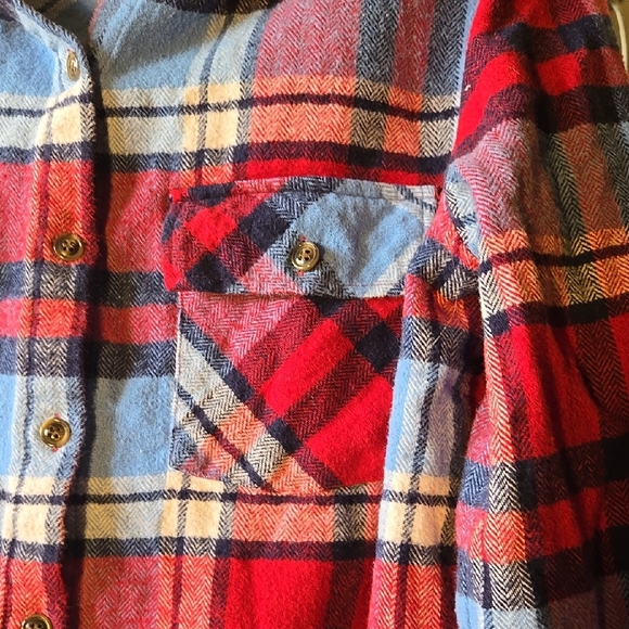 Plaid Flannel Hooded Jacket in Red and Blue Size Small-FC - Picture 2 of 6